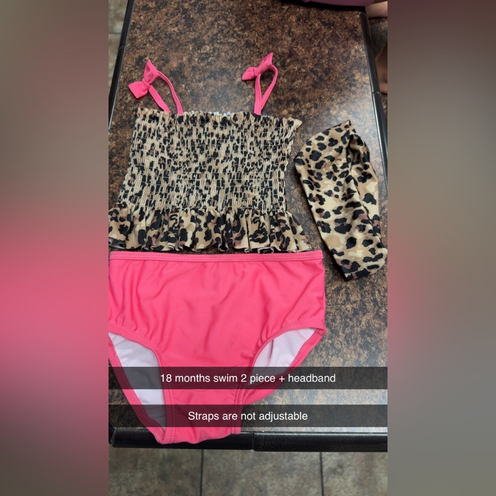 Leopard Print Swim Set with Pink Bottoms